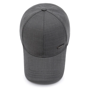 Dunkelgraue Baseballkappe für Herren mit strukturierter Leinwand und Metalllogo