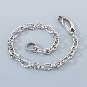 Close-up of hip-hop stainless steel pant chain with horse head lobster clasp buckle