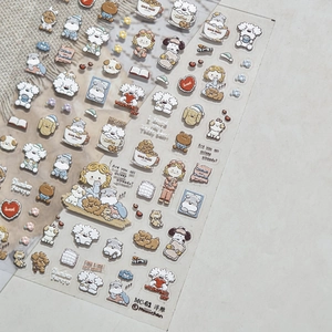 3D embossed cartoon nail stickers with cute bear, dog and heart patterns for DIY nail art