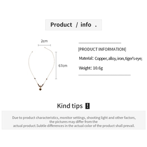 Detailed product specifications for the tiger eye bead necklace with size and material info