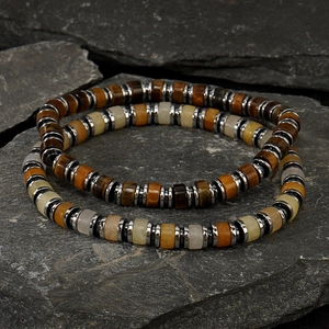 Natural Tiger Eye Stone Hematite Beaded Bracelet Handmade Bohemian Geometric Jewelry Vintage Style Gift For Men Women