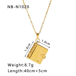 Detail view of book-shaped heart locket pendant with dimensions and weight info