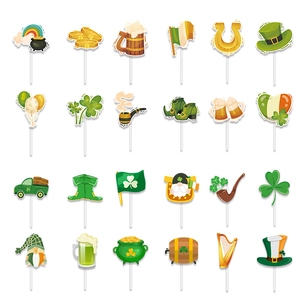 24-piece St. Patrick's Day cupcake toppers featuring shamrocks, rainbows and hats