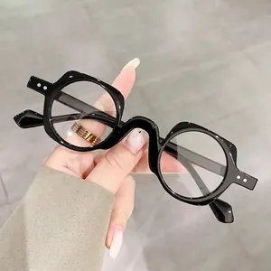 Classic black square frame blue light blocking glasses with silver rivet details