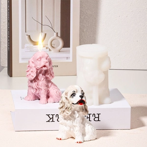 Gedetailleerde honden siliconen mal voor 3D geurkaarsen en hars ambachten