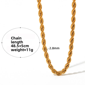 Détails de la chaîne corde dorée 2,8 mm avec longueur 48,5+5 cm et poids 11 g