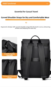 Ergonomic breathable back support and padded shoulder straps on black business backpack
