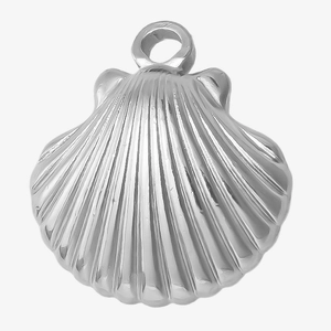 Sleek 304 stainless steel shell pendant for DIY jewelry on a clean white background