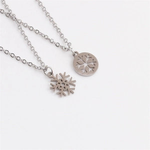 Snowflake Pendant Necklace Stainless Steel High Polished Laser Cut Jewelry Christmas Winter Gift For Women