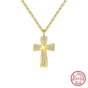 Collier Pendentif Croix En Argent Sterling 925 Avec Zircon AAAA Étincelant Bijoux Élégants Minimalistes Cadeau Pour Femmes