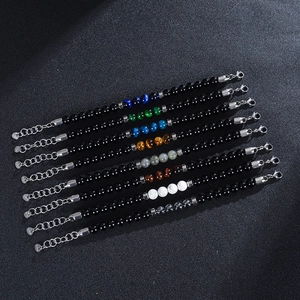 Bracelets réglables en œil de tigre et obsidienne 8mm avec chaîne en acier inoxydable