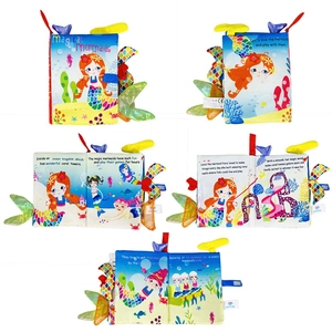 Detail of magical mermaids soft baby book with colorful illustrations and crinkle pages