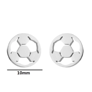 Boucles d'oreilles minimalistes en acier inoxydable en forme de football, design creux 10mm