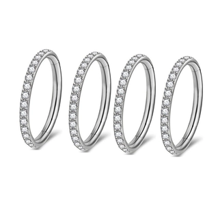 Set of four 316L stainless steel seamless nose rings with sparkling pave zircon stones