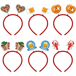 Oktoberfest Party Headband Set Beer Mug Pretzel Lobster Heart Design Red Headband For Carnival Festival Celebration Decoration