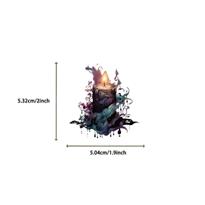 Detailed size dimensions of the gothic witch burning candle waterproof vinyl sticker