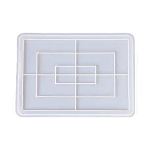 Translucent rectangular silicone mold for DIY epoxy resin tray and pendant jewelry making