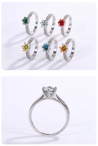Macro detail of S925 sterling silver ring showing the metal hallmark and colorful gemstones