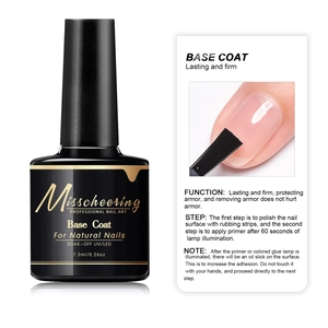 7.5ml soak-off UV/LED base coat nail polish bottle with professional application instructions