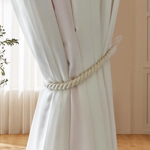 Embrasse de rideau en coton crème tissé à la main avec design en spirale pour décoration