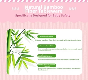 Bamboo fiber children's tableware set detail showing eco-friendly biodegradable material