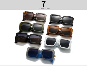 Group display of seven color options for bold vintage square frame sunglasses on white background