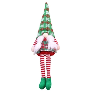 Christmas long-legged faceless gnome plush with red and white striped knit legs decoration