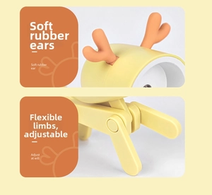 Detail of cute deer night light with flexible legs and adjustable silicone antlers