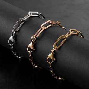 Minimalist titanium steel paperclip bracelets in silver, gold and rose gold finishes