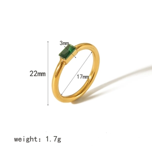 Detailed size chart of the gold zircon ring showing 17mm inner diameter and 1.7g weight