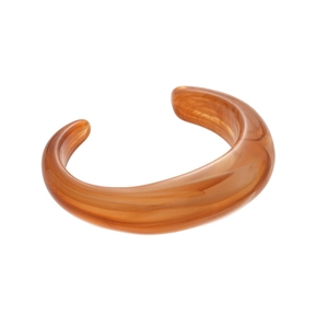Chunky amber acrylic open C-shape cuff bracelet with marble texture and glossy finish