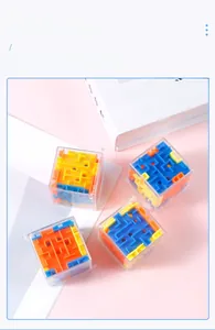 Detailed view of 4 colorful 3D cube puzzles with intricate internal maze paths for kids