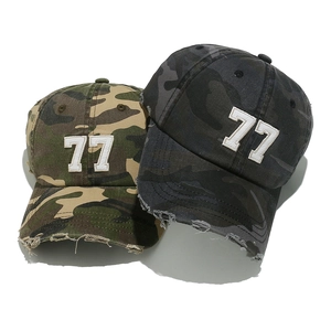 Distressed Camouflage Baseball Cap Cotton Graphic Embroidery Hip Hop Style Retro Vintage Sun Protection Unisex Hat