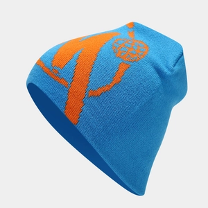 Blue and orange jacquard knit beanie for men and women in hip-hop street fashion style