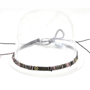 Steampunk hat band with mixed color weaving and antique bronze metal gears detail