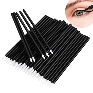 Pack of disposable eyeliner brushes with nylon tips and protective caps for precise makeup
