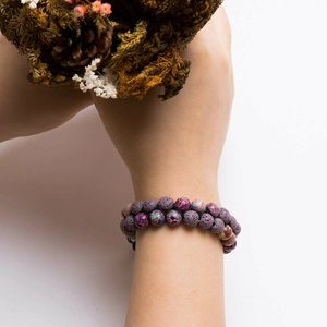 8mm double-layer natural lava and imperial stone beaded bracelet for essential oils