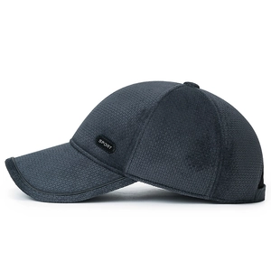 Men's winter grey windproof baseball cap with ear protection and thermal fleece lining