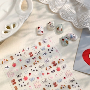 Autocollants nail art chien avec motifs chiots mignons et faux ongles décoratifs