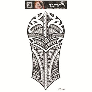 Waterproof temporary tattoo featuring tribal wolf head totem in black and gray color