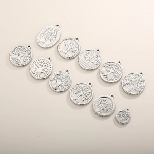 Detailed collection of silver Tree of Life pendants in various round and geometric styles