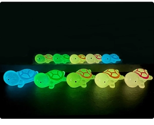 Luminous turtle miniatures in assorted glowing colors for micro landscape decor