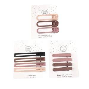 11-piece matte brown hair clip set including rectangular and oval duckbill hairpins