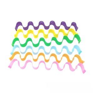 Detailed view of colorful heatless hair curlers in a spiral wave design for safe styling