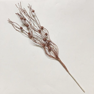 Close-up of 43cm rose gold glitter artificial berry stem for Christmas tree decoration