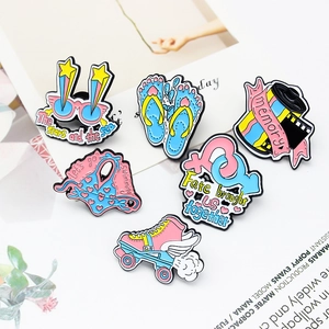 Alloy Enamel Brooches Cartoon Summer Sunglasses Roller Skates Film Swimsuit Heart Pins Accessory For Clothing Backpacks
