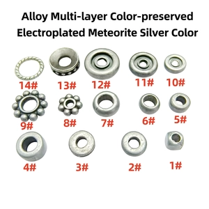Meteorite silver alloy spacer beads and charms set for Buddhist bracelet jewelry making