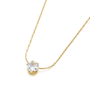 Collier chaîne serpent dorée avec un pendentif brillant en zircon rond serti à six griffes