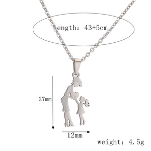 Tableau des tailles détaillé pour collier en acier inoxydable avec pendentif mère et fille