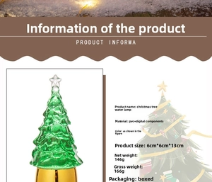 Specifications of green crystal LED Christmas tree water lantern with dimensions and weight